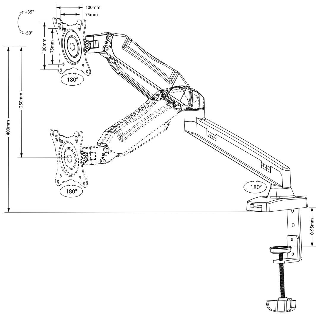 Support de bureau pour écran plat pour moniteur 13"-27" 8kg MC-860 Maclean