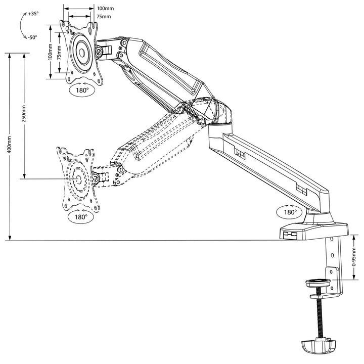 Support de bureau pour écran plat pour moniteur 13"-27" 8kg MC-860 Maclean