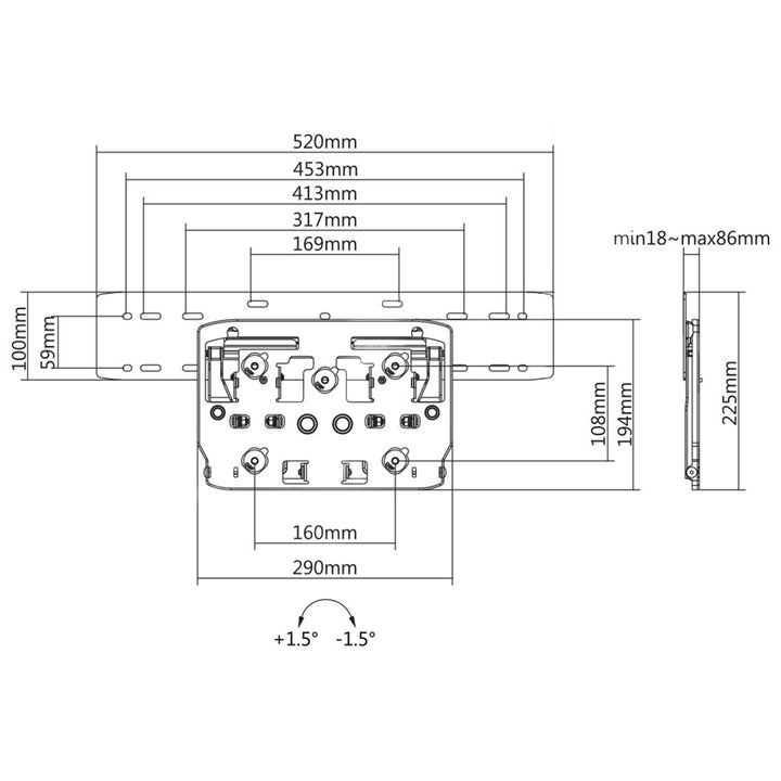 Support mural pour téléviseur QLED Samsung Q7/Q8/Q9/Q7FN/Q9FN 75" jusqu'à 50 kg Ultra fin