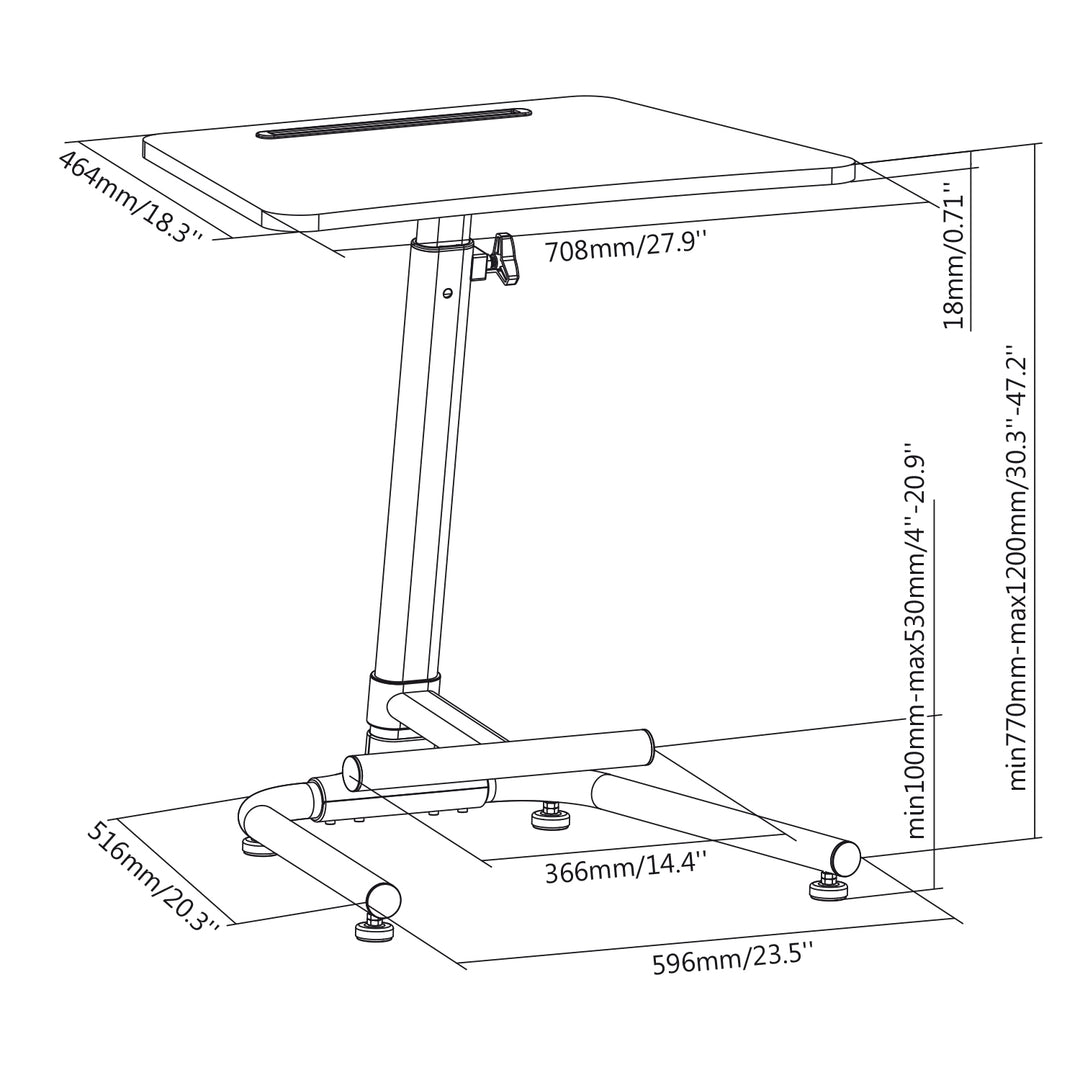 Maclean MC-849 Bureau tafel Laptopstandaard met voetsteun Notebooktafel tablet in hoogte verstelbaar Max hoogte 120cm