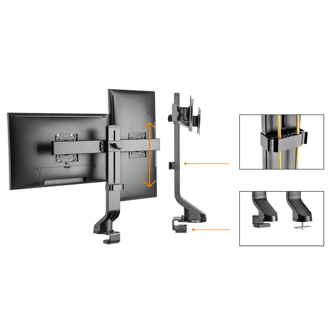 Houder voor twee monitoren / dubbele 17 "-27" 14kg Maclean MC-854 VESA 75x75 100x100 past op MC-848 en MC-849