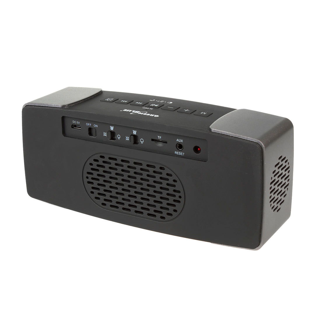 Bluetooth 4.2 klokradio, FM, aux-in, 6W, temperatuur, alarm, klok, 2200 mAh GreenBlue GB200