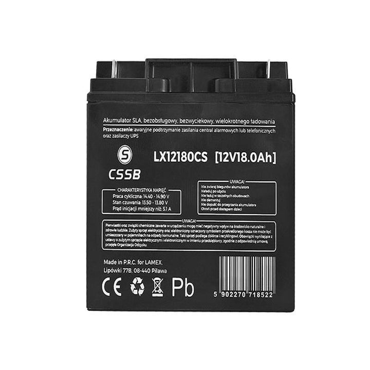 Gelbatterij LX12180 12V 18Ah onderhoudsvrij, zonder lekkage