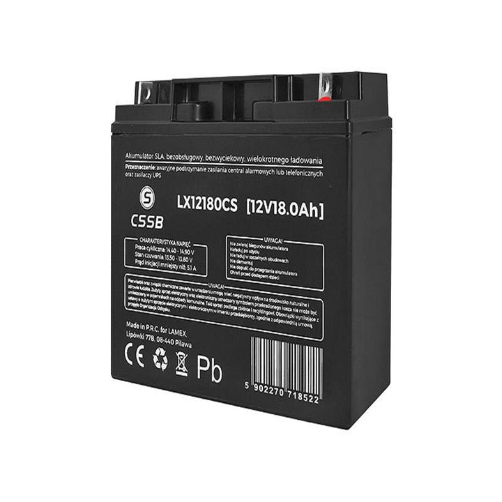 Gelbatterij LX12180 12V 18Ah onderhoudsvrij, zonder lekkage
