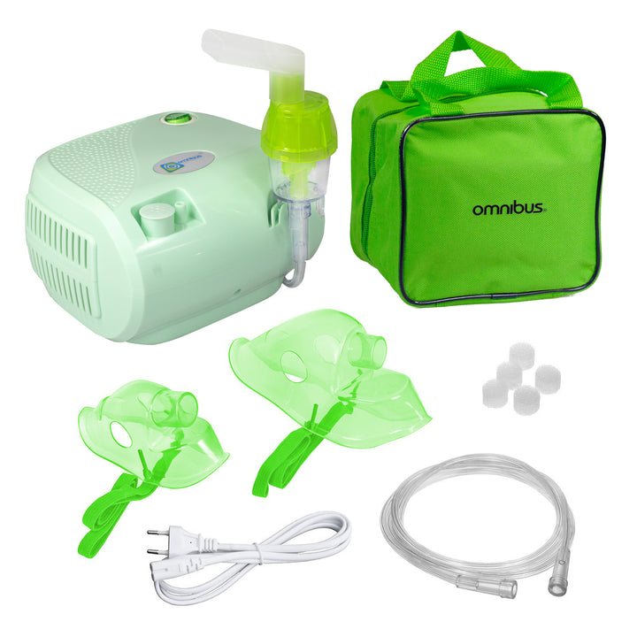 Omnibus inhalator, continue werking, 2 maskers, reservefilters, celadon, BR-CN116B