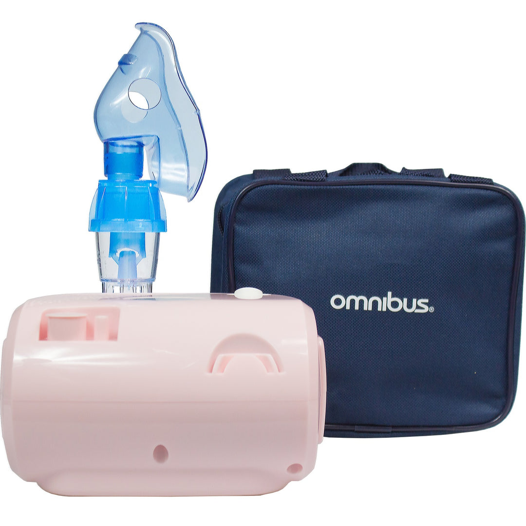 Omnibus inhalator, continue werking, 2 maskers, reservefilters, poeder roze, BR-CN116B