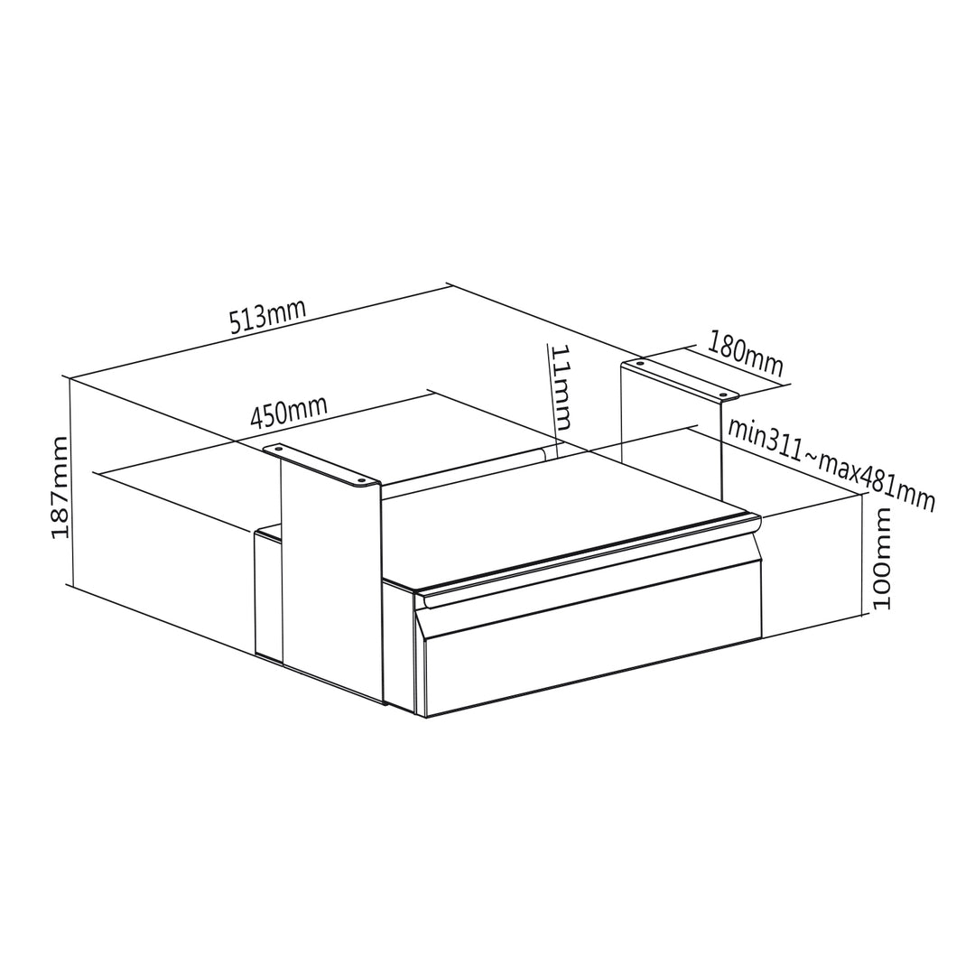 Lade onder het bureau met plank tot max. 5kg Maclean Brackets MC-875