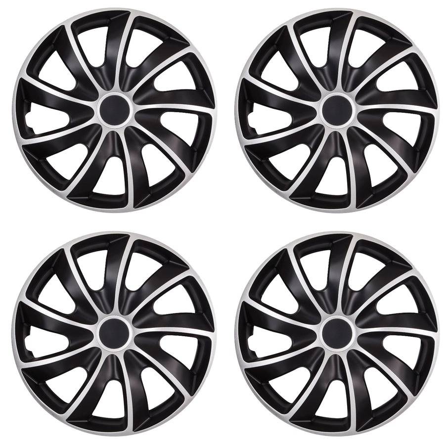 NRM QUAD BICOLOR wieldoppen 17 " - Set van 4 stuk - Zwart met Zilver