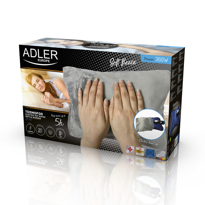 Adler AD 7427 - Elektrische heet water kruik met fleece kussen