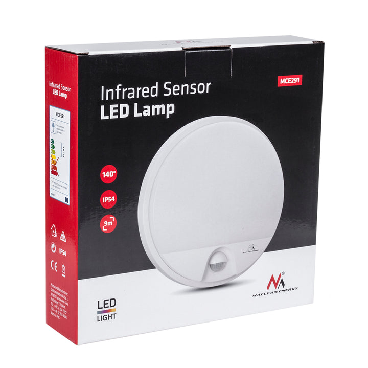 Maclean - LED-lamp met infrarood bewegingssensor MCE291 W 1100lm 15W IP54 - Wit