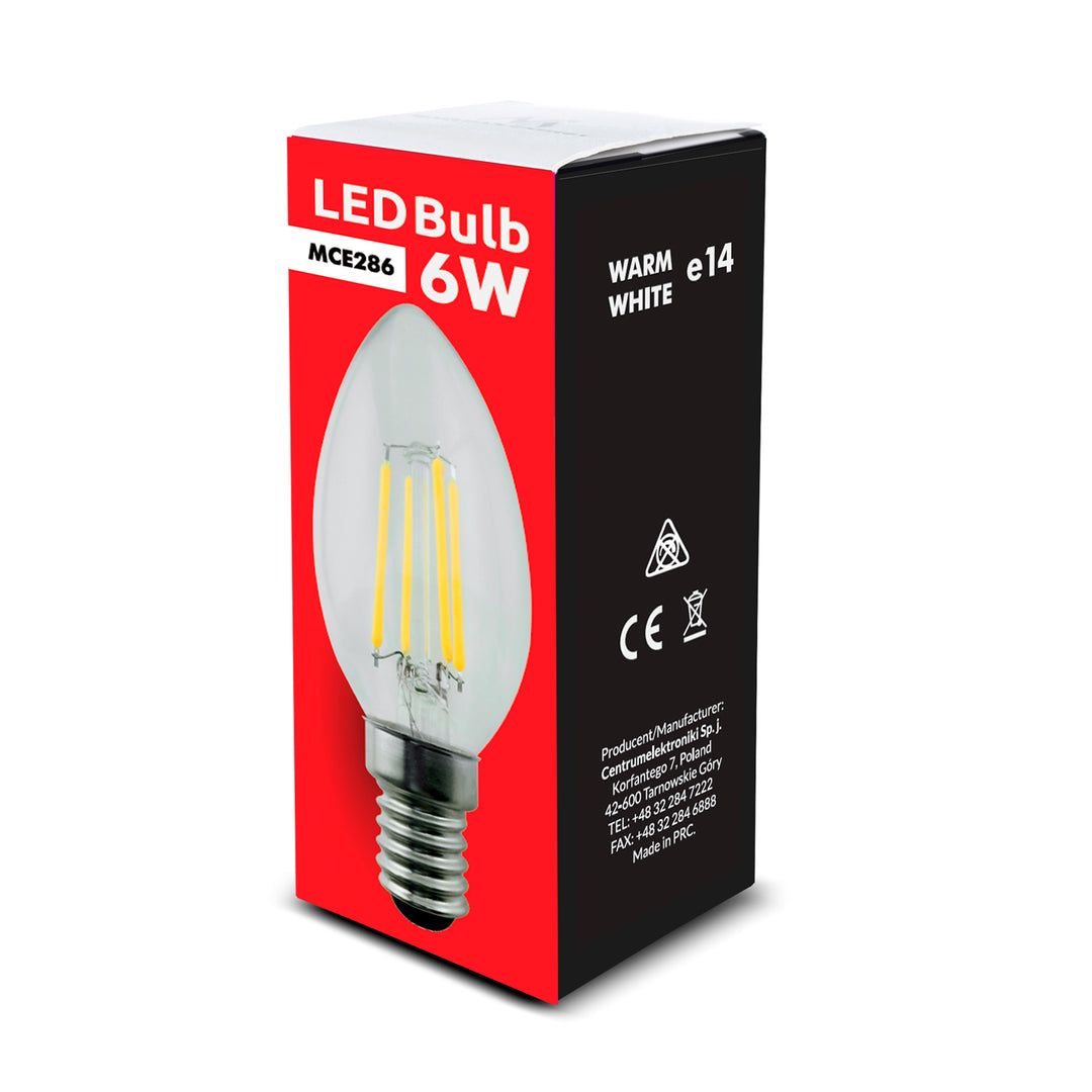 LED filament lamp E14 - 230V Maclean Energy MCE286 WW warm wit 3000K 806lm retro edison decoratieve kaars C37