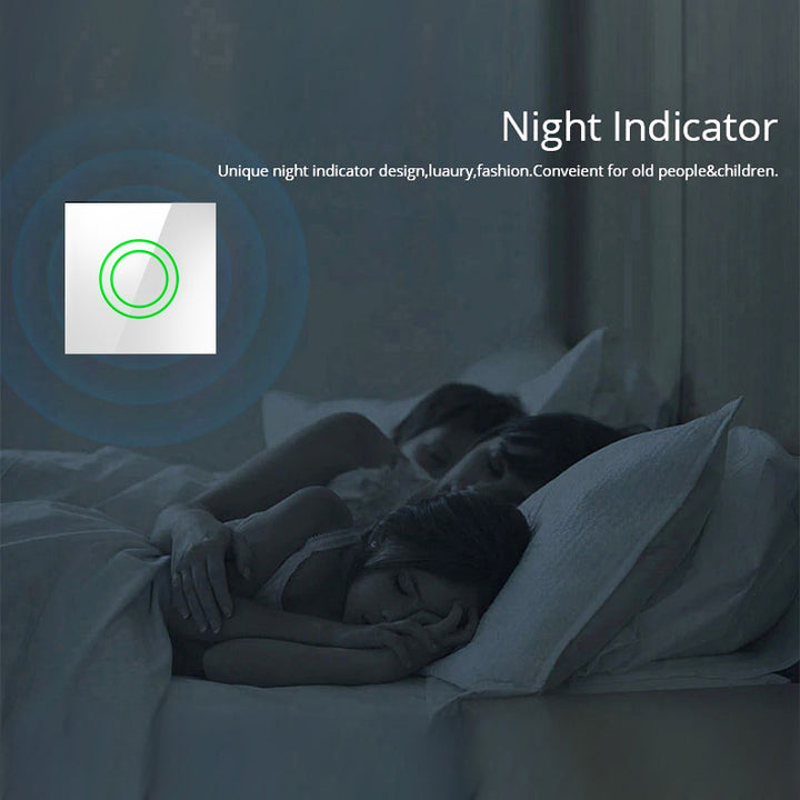 Interrupteur tactile en verre trempé avec un bouton lumineux LED rond Maclean Energy MCE702W