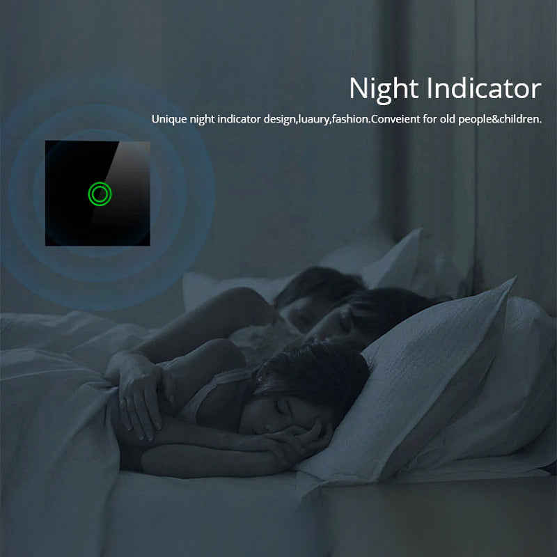 Interrupteur tactile en verre trempé avec un bouton lumineux LED rond Maclean Energy MCE702B