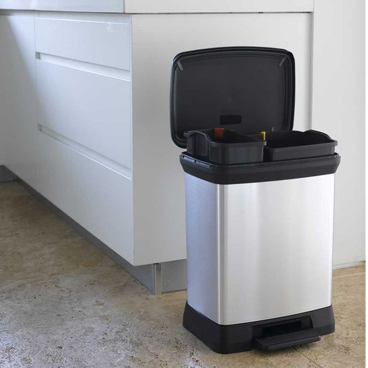 Panier avec pédale pour ségrégation Curver Deco Bin métallisé 10 + 18L