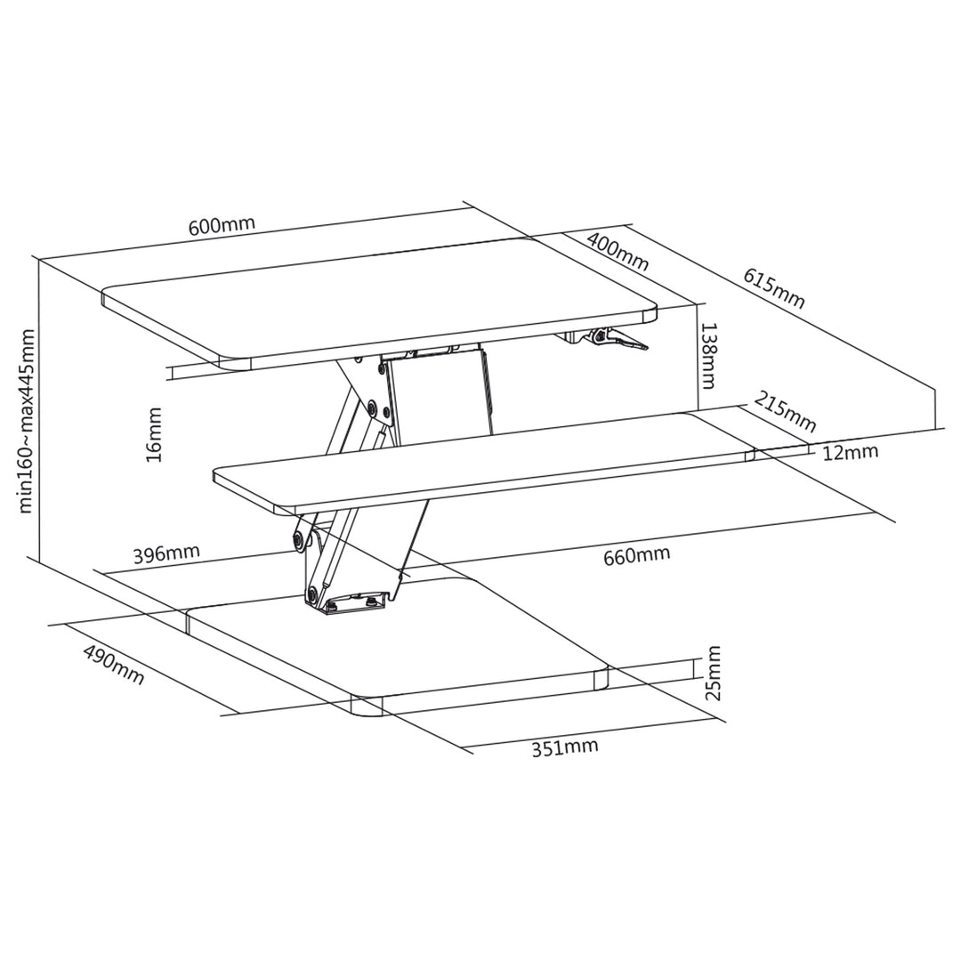 Maclean MC-882 Onderstel voor toetsenbord  en monitor of laptop- Zwart