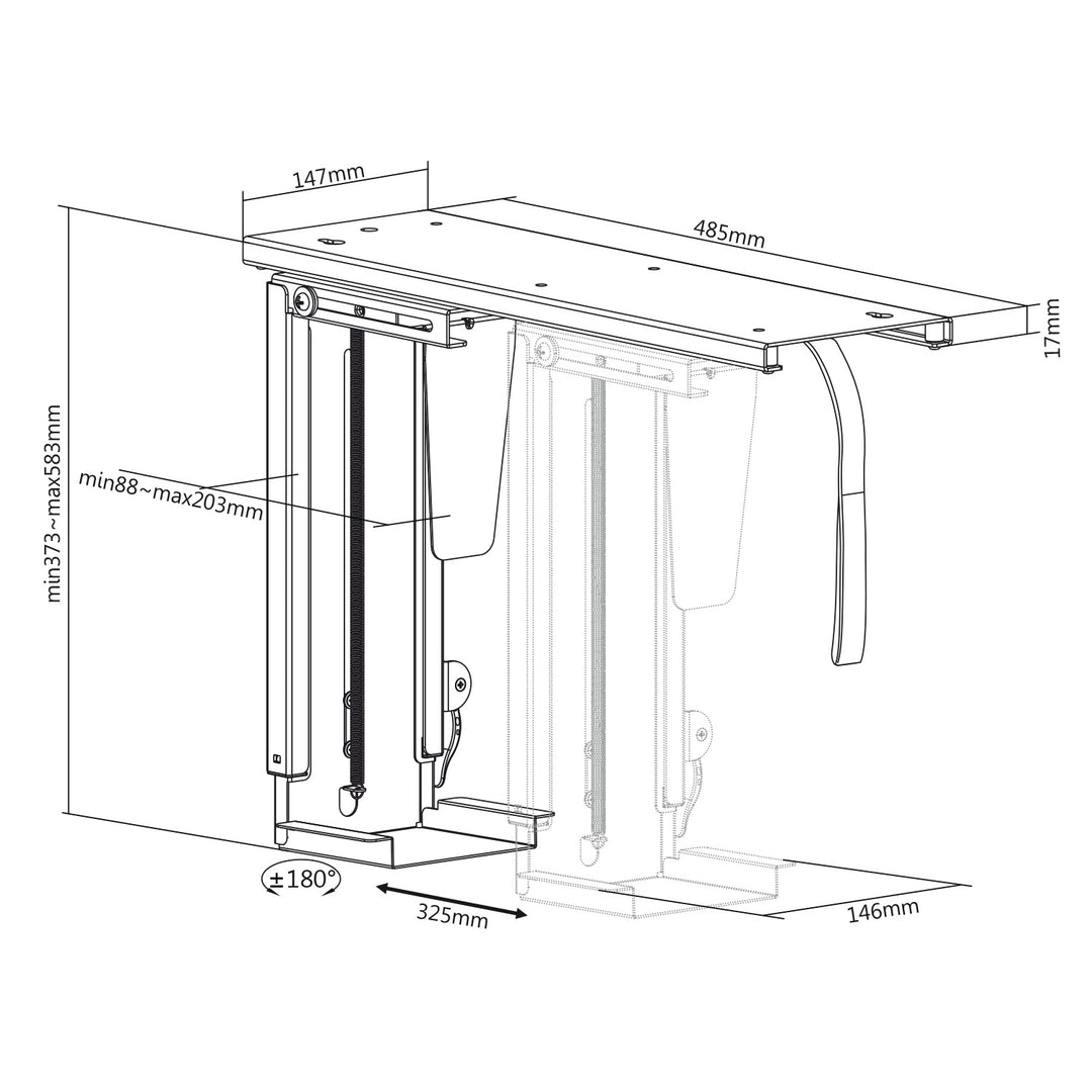 Support d'ordinateur Maclean MC-885 B noir réglable max 10kg.