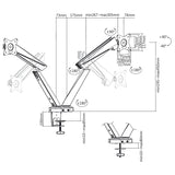 Dual gaming monitor beugel RS887 - volledige beweging, ledverlichting en veel pc-aansluitingen