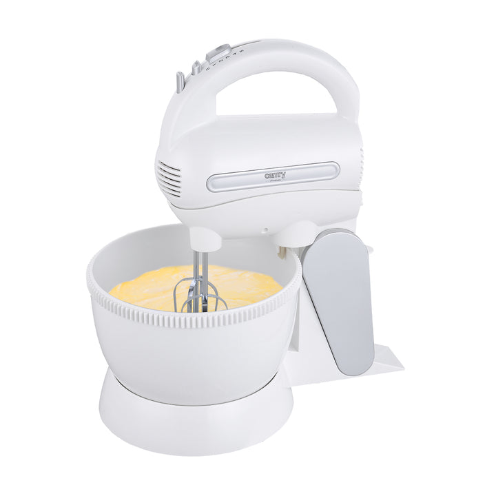 Camry CR 4213 Handmixer met mengkom, 600 W, 5 snelheden turbo, roerstandaard met kneedhaak en roerhaak van roestvrij staal in set, elektrische handmixer, roermachine