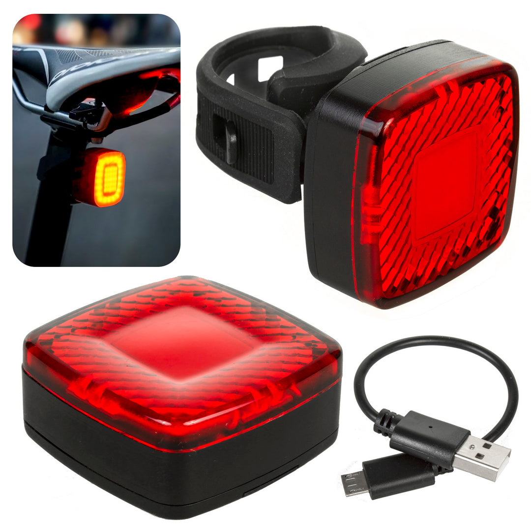 Maclean - MCE355 - Feu arrière de vélo LED - 3 modes d'éclairage : SMART, 100% fixe, Flash - Haute luminosité : 125 lumens - 37x37x16mm