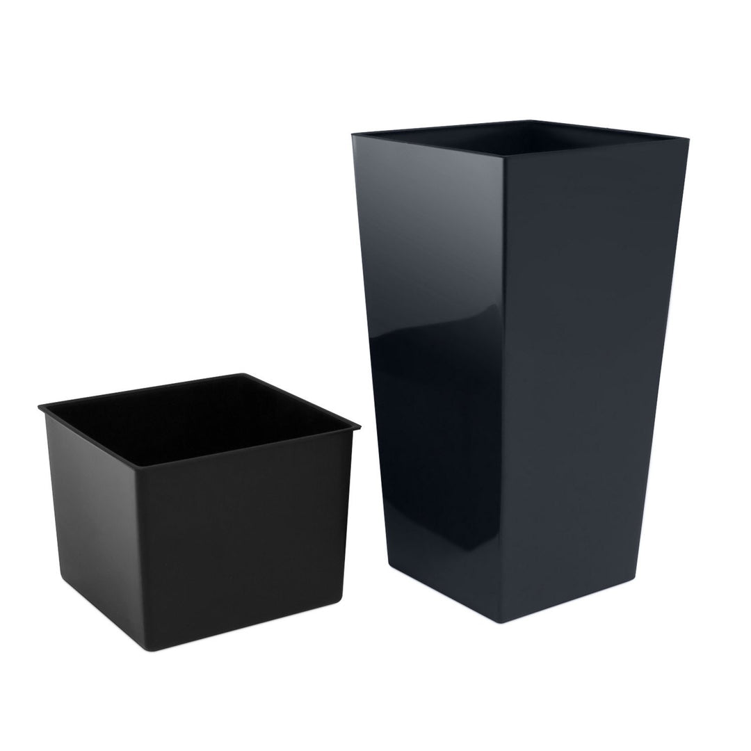 Prosperplast DURS170-S433 Bloempot met binnenpot Urbi Square 17cm x 17cm x 32,5cm 7,2 l antraciet