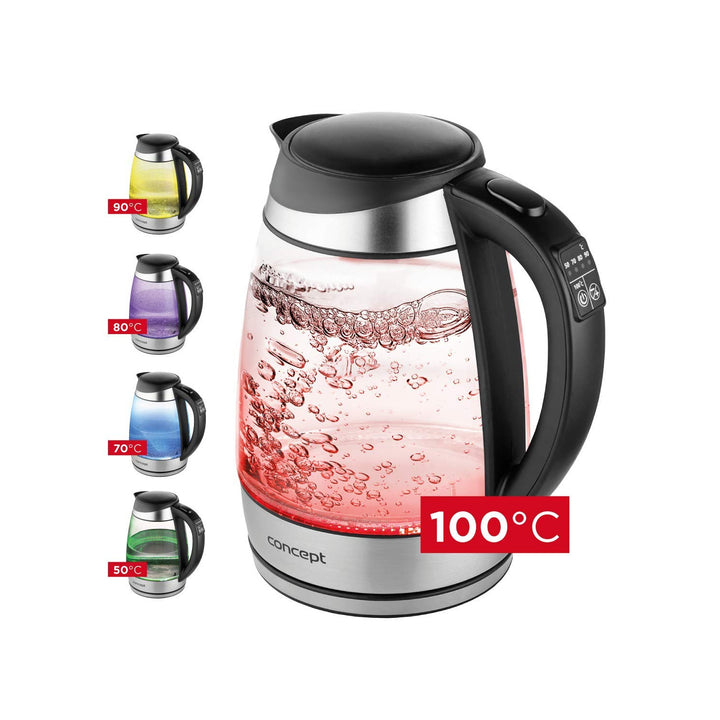 Glazen waterkoker van 1,7 liter met temperatuurregeling Concept RK4120