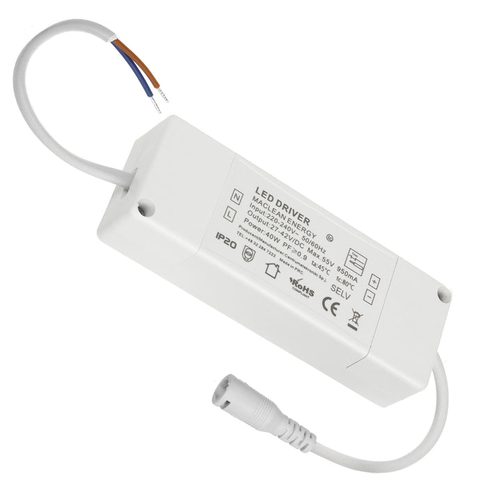 LED plafondpaneel slank 40W, 3200lm warm wit (3000K) Maclean Energy MCE540 WW 595x595x8mm raster, FLICKER-FREE functie