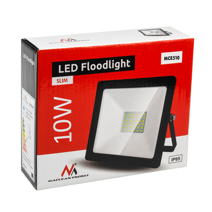 LED slim 10W schijnwerper, 800lm warm wit (3000K) Maclean Energy MCE510 WW, IP65, PREMIUM