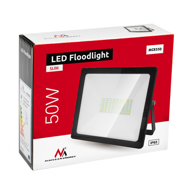 LED slanke 50W schijnwerper, 4000lm neutraal wit (4000K) Maclean Energy MCE550 NW, IP65, PREMIUM