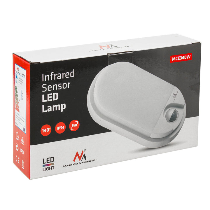 Maclean MCE340 W LED lamp met infrarood bewegingssensor - 1100lm  - 15W  - IP54 - wit