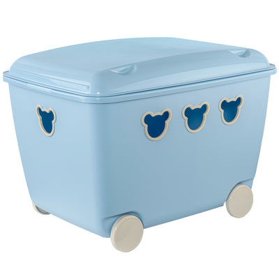 Speelgoedopberger - Grote container voor speelgoeden op wielen 55L BranQ Teddy blauw