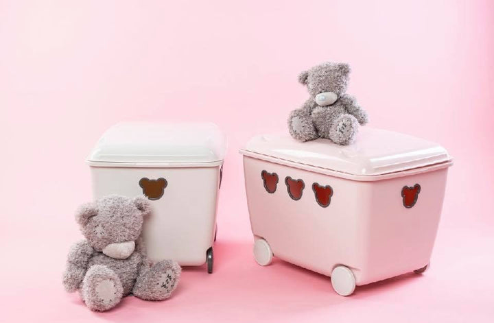 Speelgoedopberger - Grote container voor speelgoeden op wielen 55L BranQ Teddy Wit