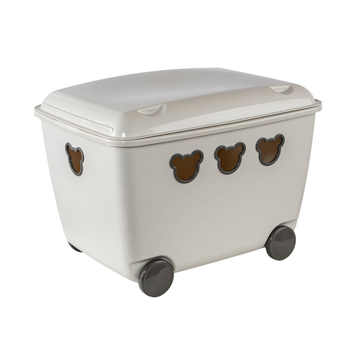 Speelgoedopberger - Grote container voor speelgoeden op wielen 55L BranQ Teddy Wit