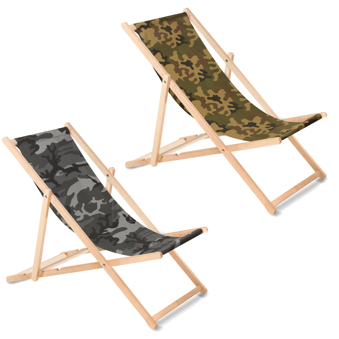 GreenBlue GB183 chaise longue en bois de hêtre camouflage vert 3,9 kg