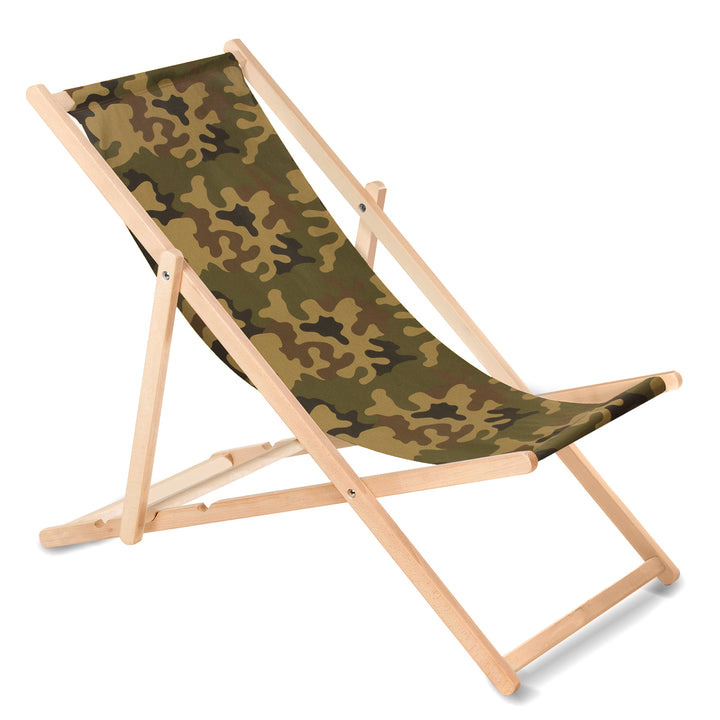 GreenBlue GB183 chaise longue en bois de hêtre camouflage vert 3,9 kg