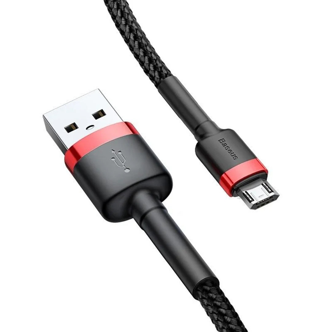 USB/MicroUSB-kabel 2,0m QC3.0 2,4A (CAMKLF-C91) in nylon vlechtwerk