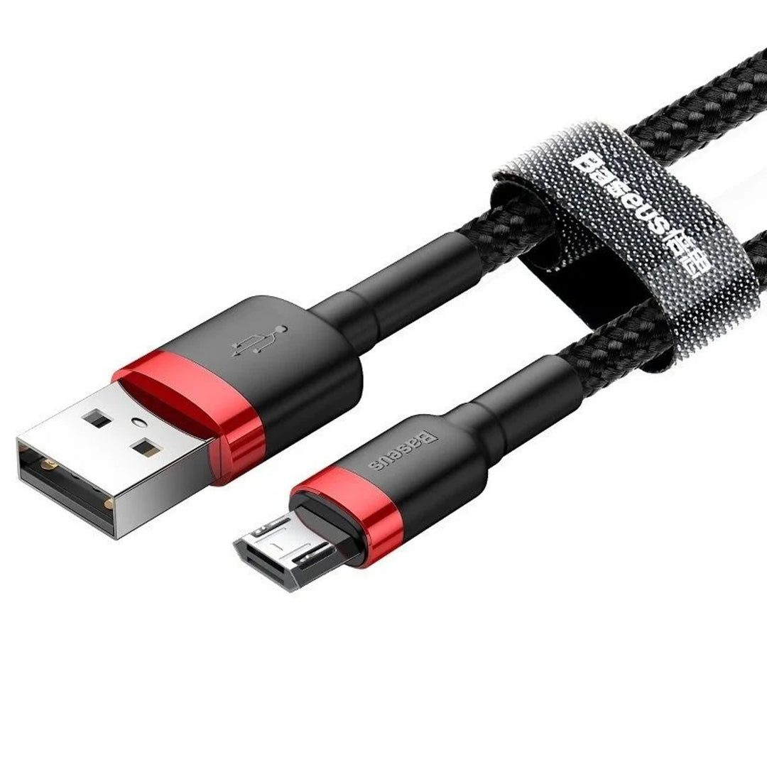 USB/MicroUSB-kabel 2,0m QC3.0 2,4A (CAMKLF-C91) in nylon vlechtwerk