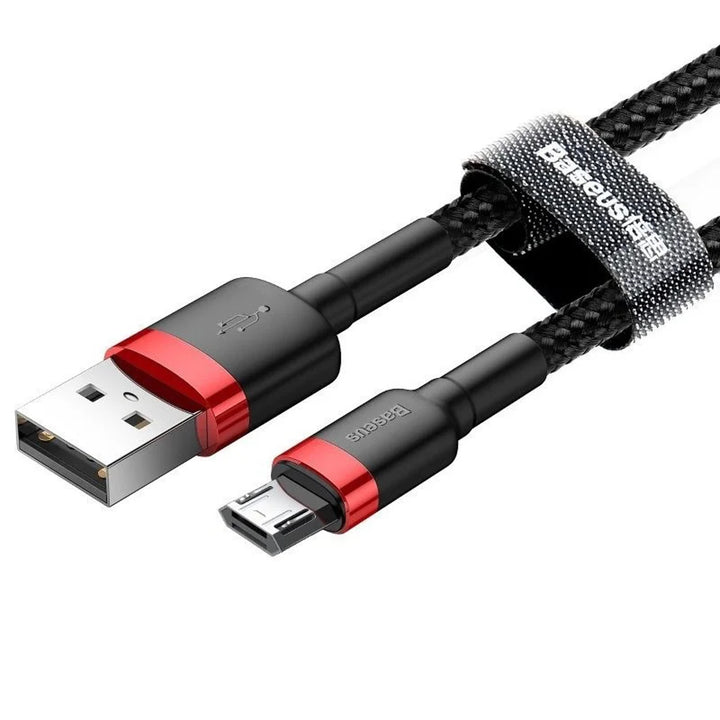 USB/MicroUSB-kabel 2,0m QC3.0 2,4A (CAMKLF-C91) in nylon vlechtwerk