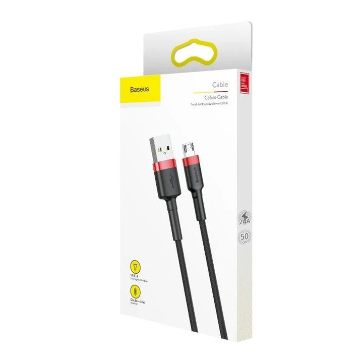 USB/MicroUSB-kabel 2,0m QC3.0 2,4A (CAMKLF-C91) in nylon vlechtwerk