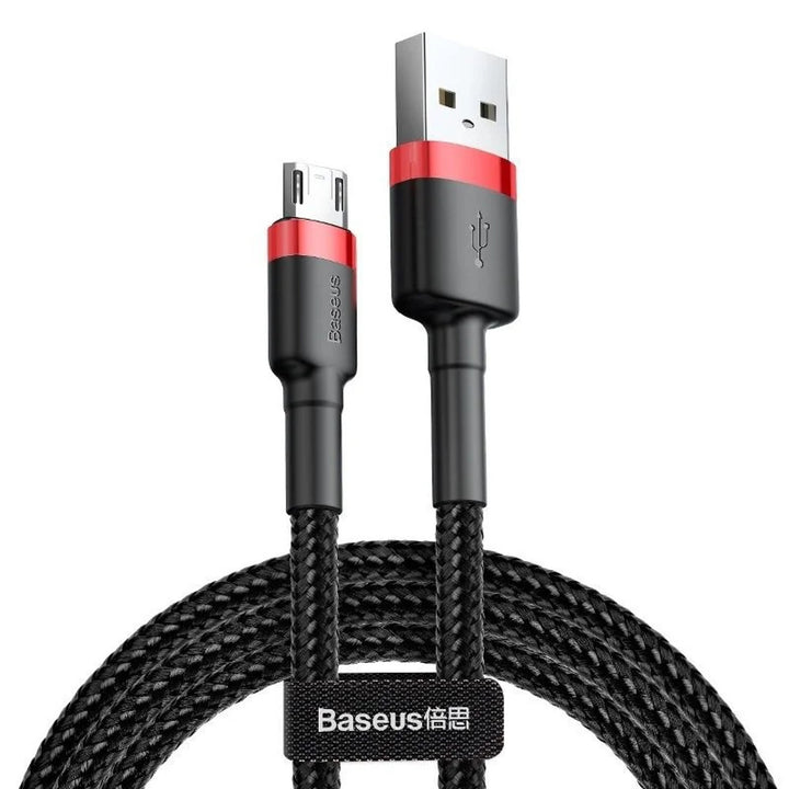 USB/MicroUSB-kabel 2,0m QC3.0 2,4A (CAMKLF-C91) in nylon vlechtwerk