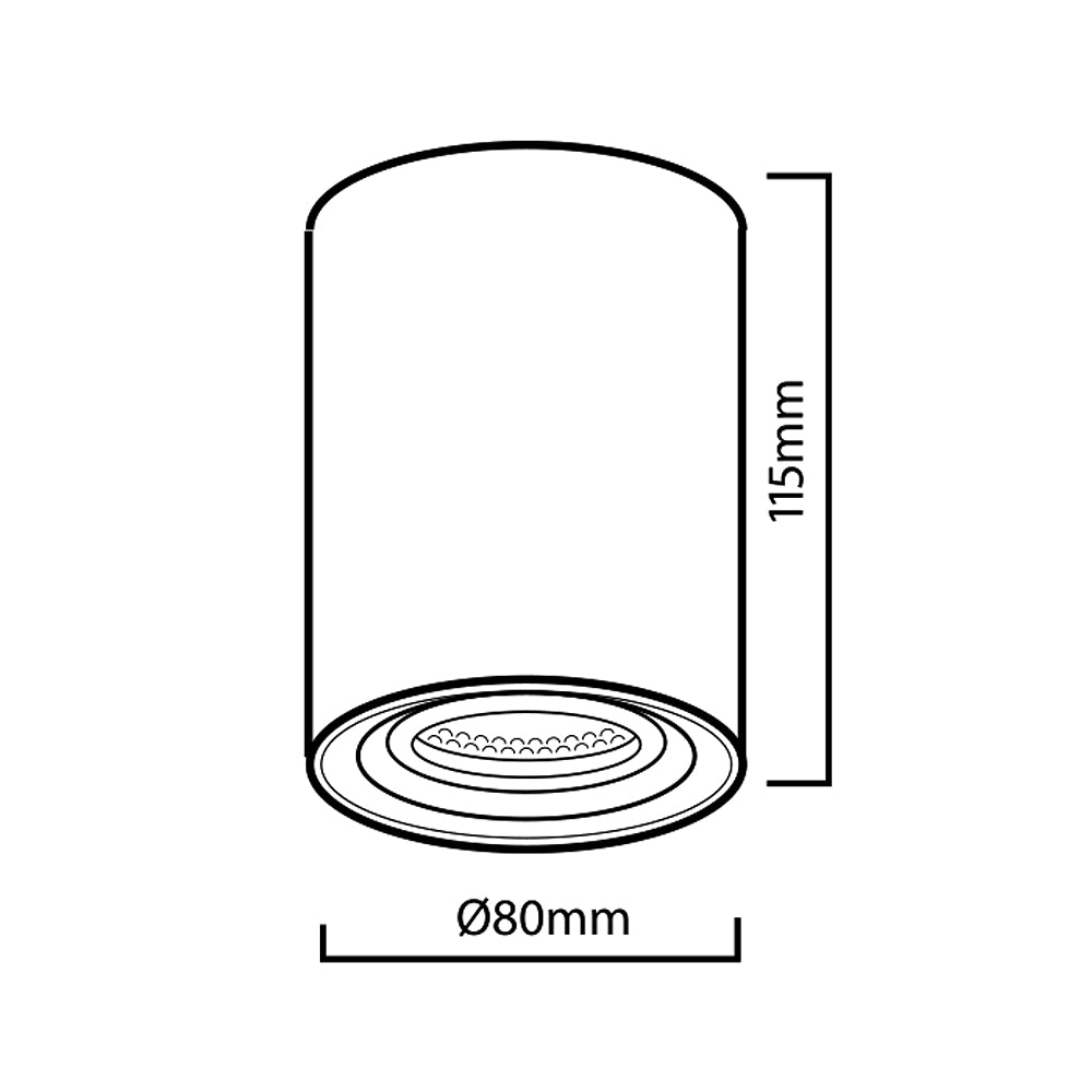 Maclean Energy MCE422 B GU10 - halogeen opbouwspot, zwart, 80x115mm, rond, aluminium