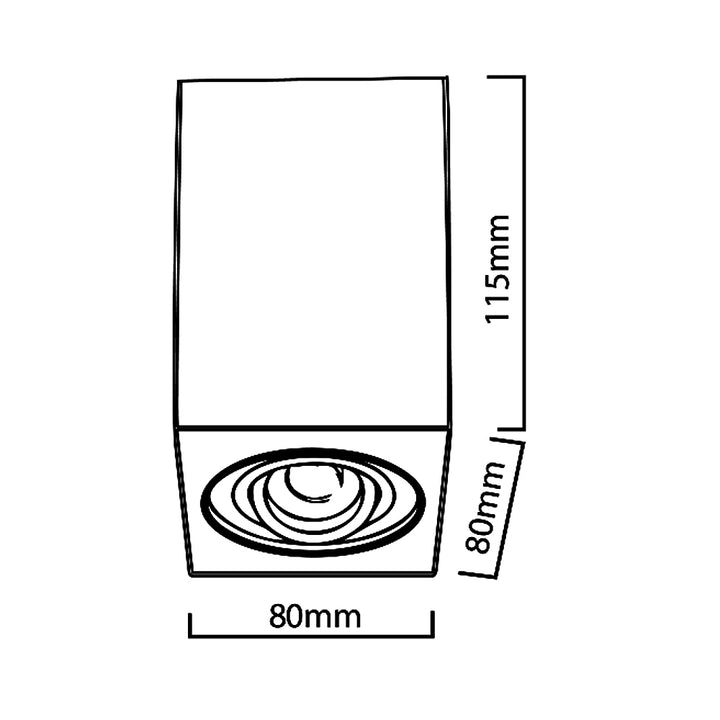 Maclean Energy MCE426 B GU10 - spot halogène en saillie, noir, 80x80x115mm, carré, aluminium