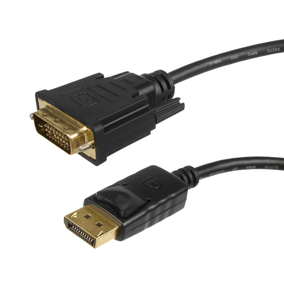 Maclean - MCTV-715 - Câble de connexion Display Port (DP) vers DVI 4K / 30Hz avec connecteurs plaqués or - 1,8m - noir