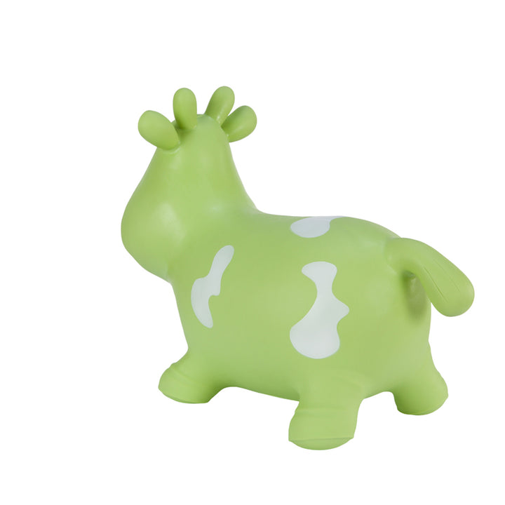 Hoppimals Rubber Jumping Animal Green Cow + pompe - un plaisir de saut énorme et unique