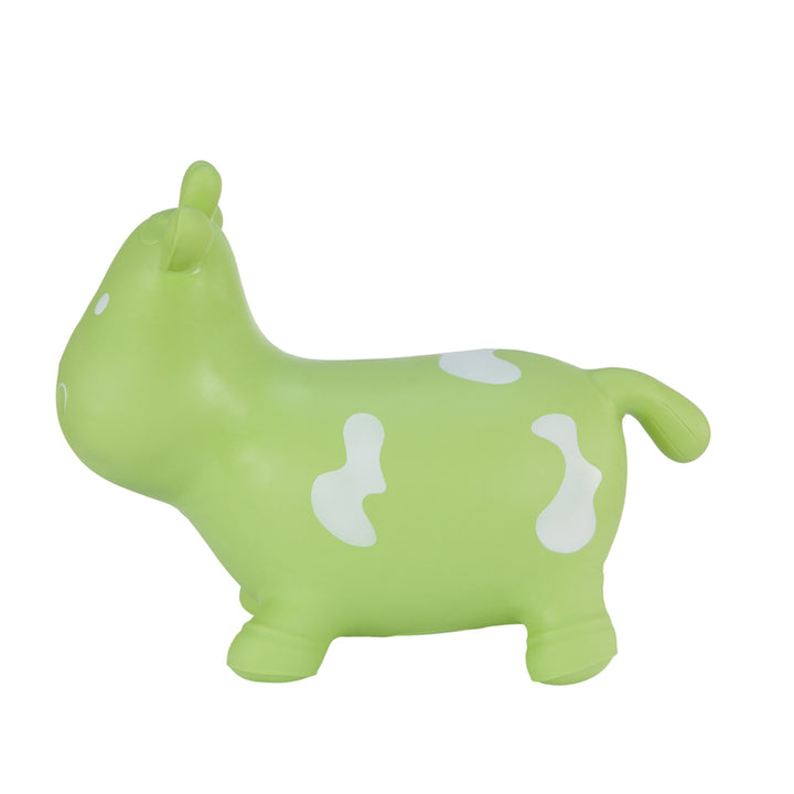 Hoppimals Rubber Jumping Animal Green Cow + pompe - un plaisir de saut énorme et unique