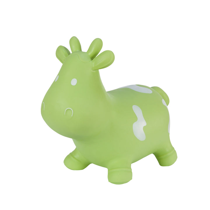 Hoppimals Rubber Jumping Animal Green Cow + pompe - un plaisir de saut énorme et unique