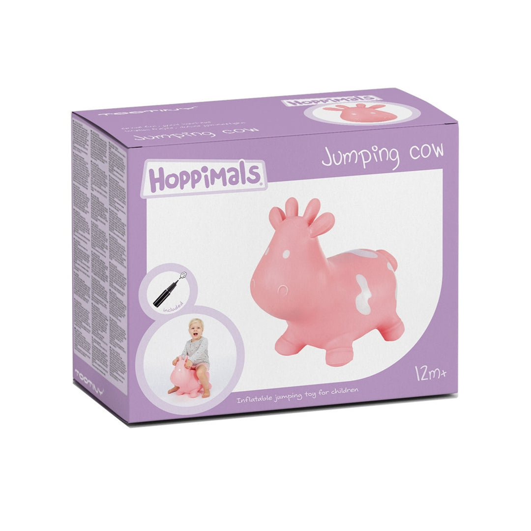 Hoppimals Rubber Jumping Animal Pink Cow + pompe - un plaisir de saut énorme et unique