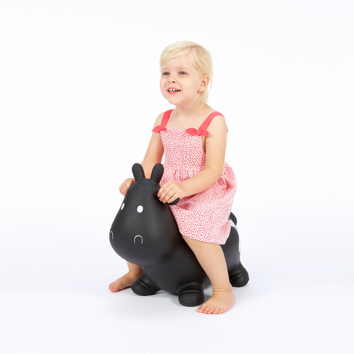 Hoppimals Rubber Jumping Animal Black Cow - un plaisir de saut énorme et unique