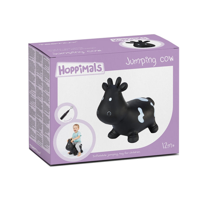 Hoppimals Rubber Jumping Animal Black Cow - un plaisir de saut énorme et unique