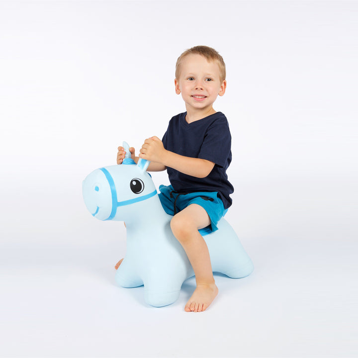 Hoppimals Rubber Jumping Animal Blue Horse - un plaisir de saut énorme et unique