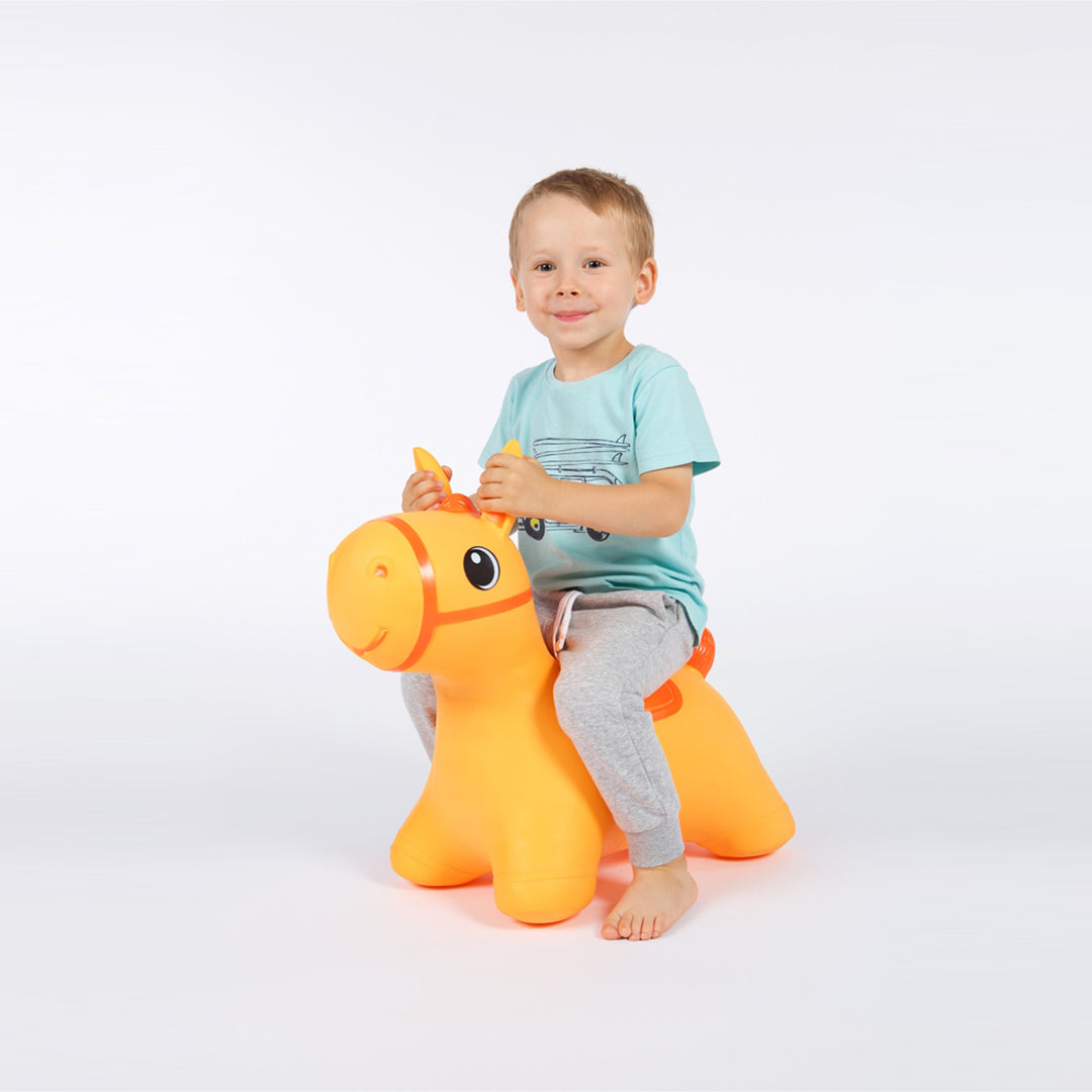 Hoppimals Rubber Jumping Animal Orange Horse - un plaisir de saut énorme et unique